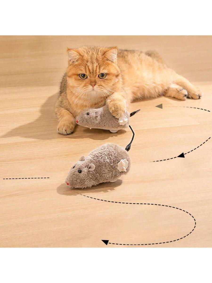 Color Random Kitten Toys Interactive Running Mouse Plush Toys Mouse Cat Toys Winding Up Racing Mouse Kitten Filling Mobile Pet Cat Outdoor Kitten Play Battery-Free Mechanical Mouse Toy Lifelike Simulation, Helps Consume Feline Energy