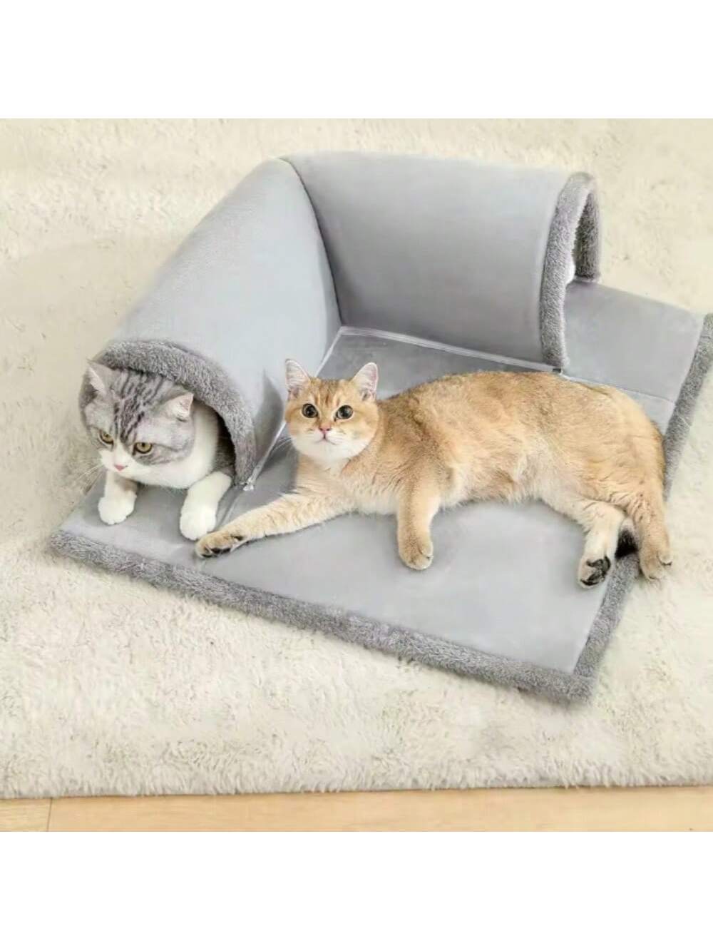 Cat Tunnel Bed Universal Detachable Warm Cat House Indoor Cat Activities Play Carpet Bed Living Room Non-Slip Mat Pet Toys