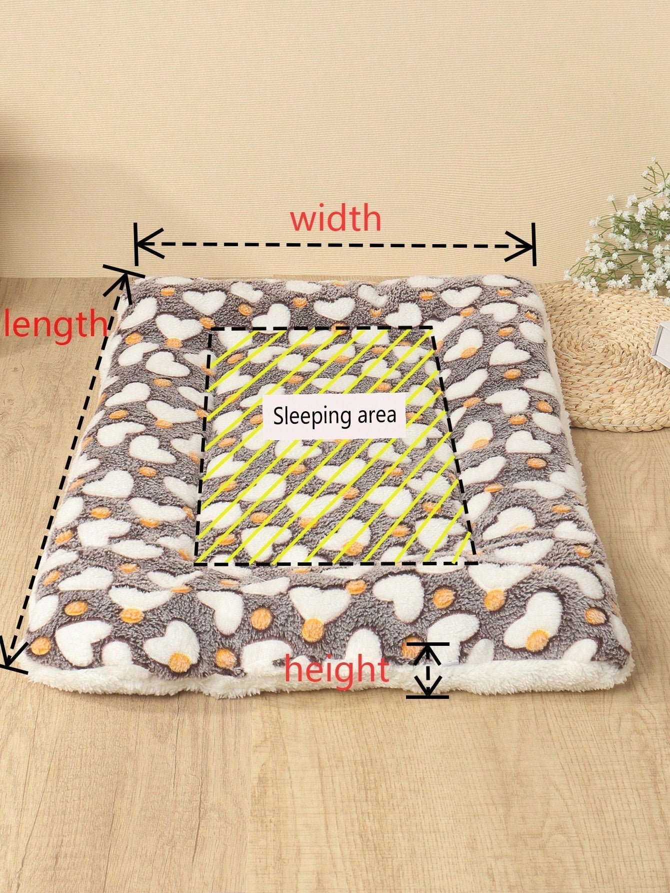 1pc Polyester Star & Heart Breathable Washable Thick Pet Bed Mat For Medium-Small Cats & Dogs, All Seasons (Teddy/Bichon Frise)