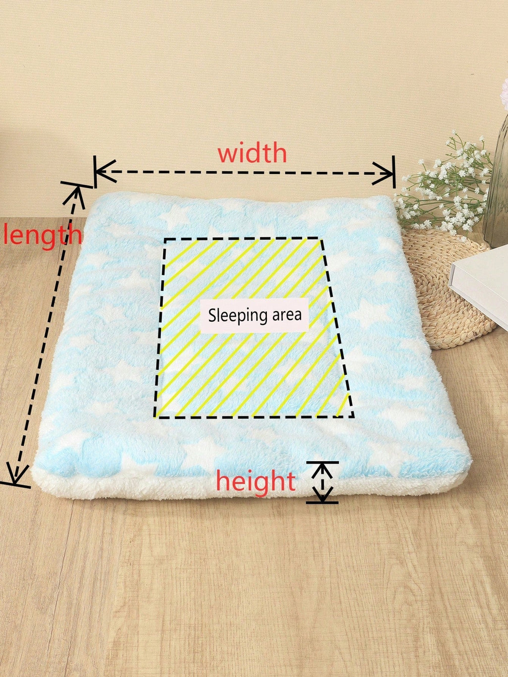 1pc Polyester Star & Heart Breathable Washable Thick Pet Bed Mat For Medium-Small Cats & Dogs, All Seasons (Teddy/Bichon Frise)