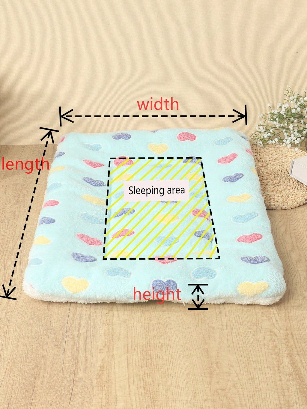 1pc Polyester Star & Heart Breathable Washable Thick Pet Bed Mat For Medium-Small Cats & Dogs, All Seasons (Teddy/Bichon Frise)