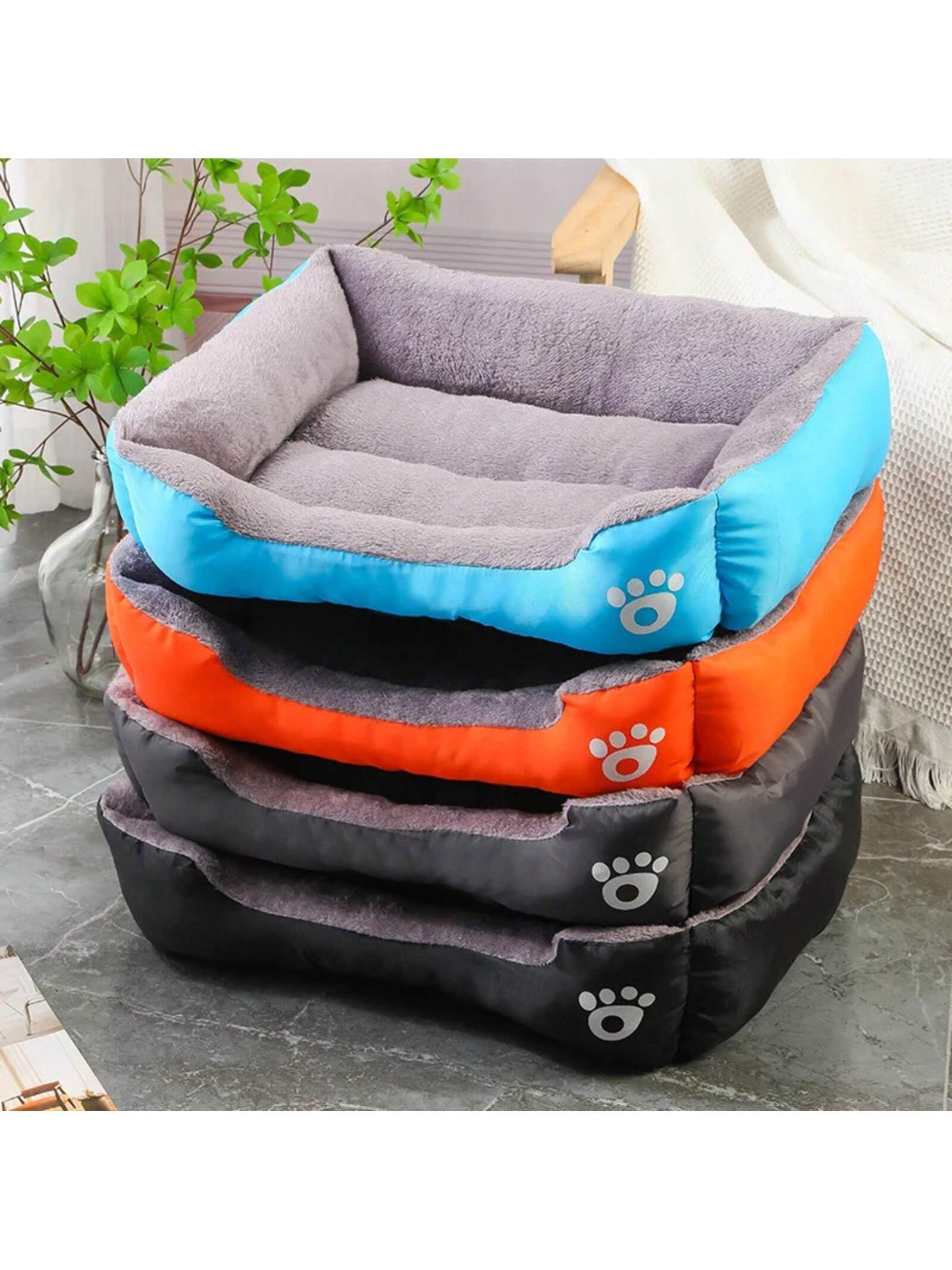 Color Square Winter Soft Warm House Dog Bed Dog Waterproof Bed Pet Bed Large Medium Small Dog House