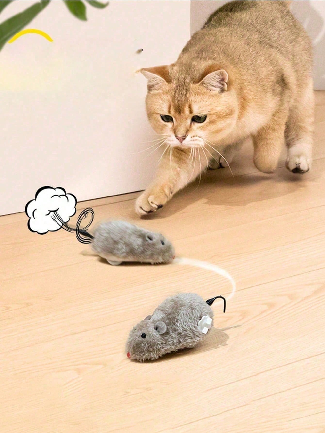 Color Random Kitten Toys Interactive Running Mouse Plush Toys Mouse Cat Toys Winding Up Racing Mouse Kitten Filling Mobile Pet Cat Outdoor Kitten Play Battery-Free Mechanical Mouse Toy Lifelike Simulation, Helps Consume Feline Energy