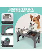 Niubya Elevated Dog Bowls With 2 Stainless Steel Dog Food Bowls, Raised Dog Bowl Adjusts To 5 Heights (3.15", 8.66", 9.84",11.02", 12.2") For Small Medium And Large Dogs