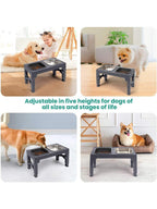 Niubya Elevated Dog Bowls With 2 Stainless Steel Dog Food Bowls, Raised Dog Bowl Adjusts To 5 Heights (3.15", 8.66", 9.84",11.02", 12.2") For Small Medium And Large Dogs