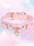 NEW 1Pc PU Leather Delicate Pet Dog Collar,High-Quality Leather Fabric And Alloy Fittings.Beautiful Gemstone Decoration.