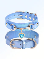 NEW 1Pc PU Leather Delicate Pet Dog Collar,High-Quality Leather Fabric And Alloy Fittings.Beautiful Gemstone Decoration.