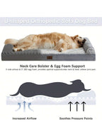 MADE FOR COMFY DOG BED: This Orthopedic Dog Bed Is Made Of High Density Egg Crate Foam, Thick Dog Bed Perfectly Supports Your Fur Baby's Muscles And Joints, Relieves Joint Pain.This Sofa Bed Couch Is A Great Choice For Elderly Or Sick Dog Pets. They Will