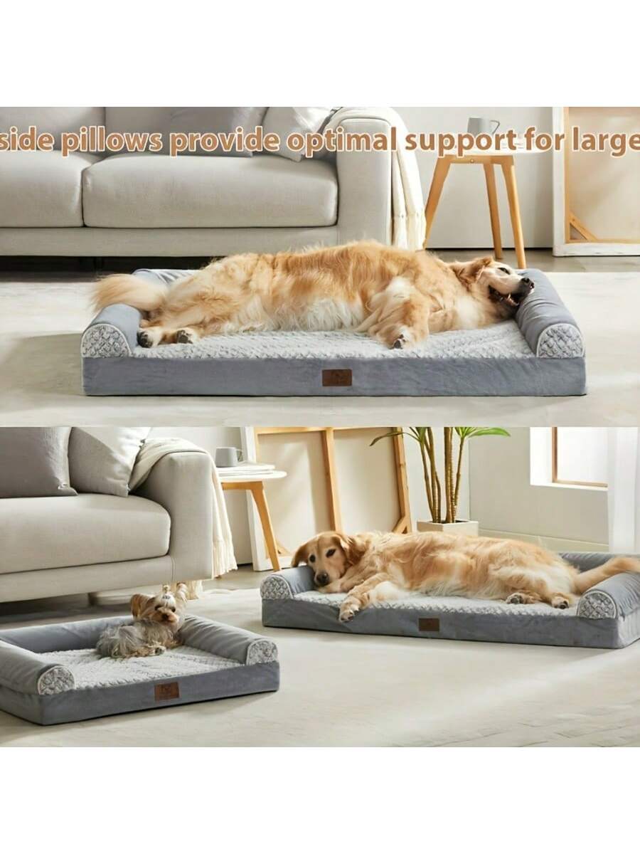 MADE FOR COMFY DOG BED: This Orthopedic Dog Bed Is Made Of High Density Egg Crate Foam, Thick Dog Bed Perfectly Supports Your Fur Baby's Muscles And Joints, Relieves Joint Pain.This Sofa Bed Couch Is A Great Choice For Elderly Or Sick Dog Pets. They Will