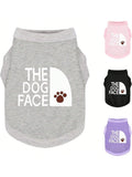 Personality Canine Attire: Soft, Lightweight Cotton Dog Clothes With 'The Dog Face' Print. Small And Medium Breeds, Everyday Wear, Comfortable And Breathable Dog Shirt