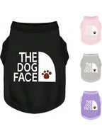 Personality Canine Attire: Soft, Lightweight Cotton Dog Clothes With 'The Dog Face' Print. Small And Medium Breeds, Everyday Wear, Comfortable And Breathable Dog Shirt