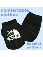 Personality Canine Attire: Soft, Lightweight Cotton Dog Clothes With 'The Dog Face' Print. Small And Medium Breeds, Everyday Wear, Comfortable And Breathable Dog Shirt