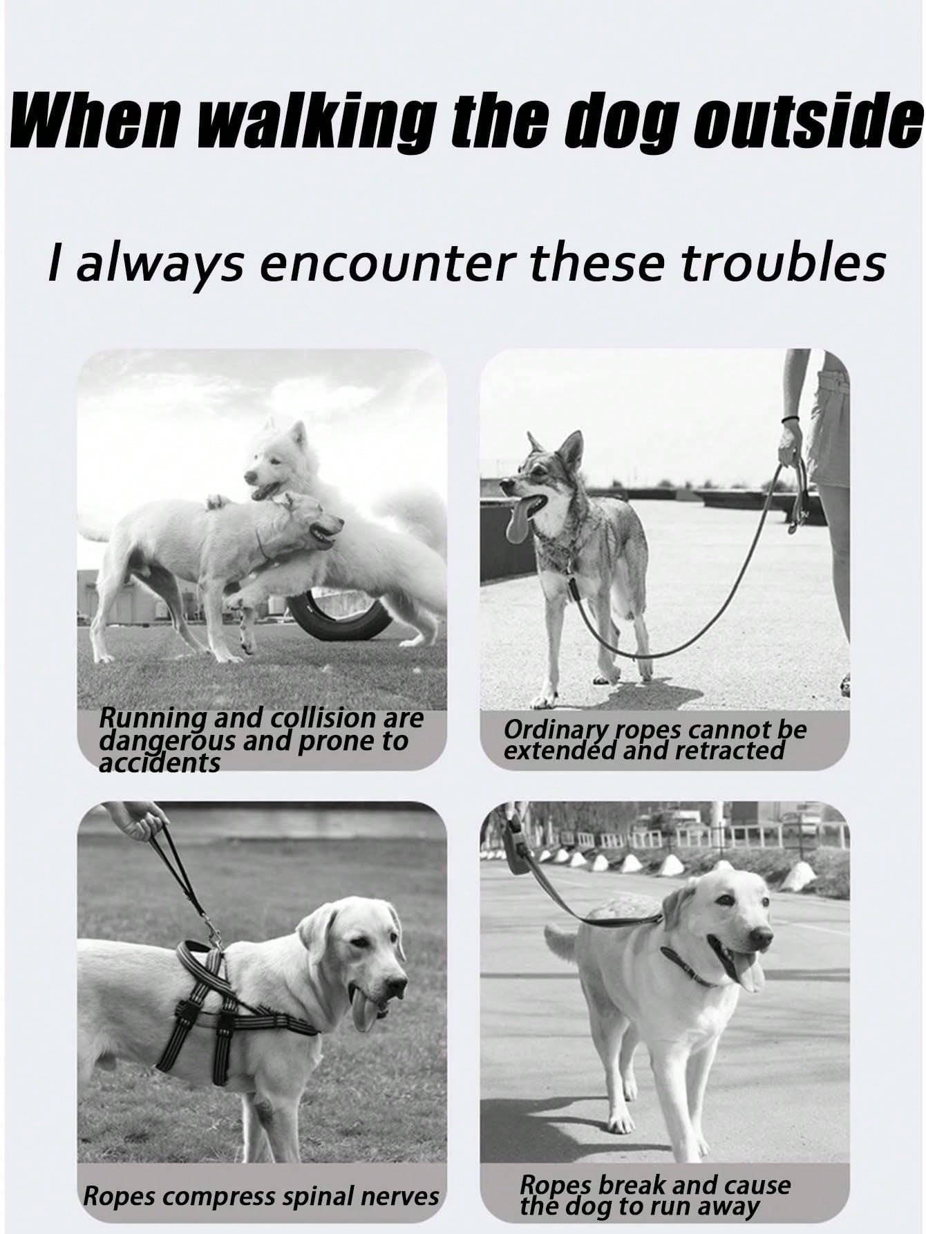 Extendable Pet Leash, Small/Medium/Large Dog Leash, Essential Pet Supply, Collision-Proof Dog Walking Lead, Outdoor Product