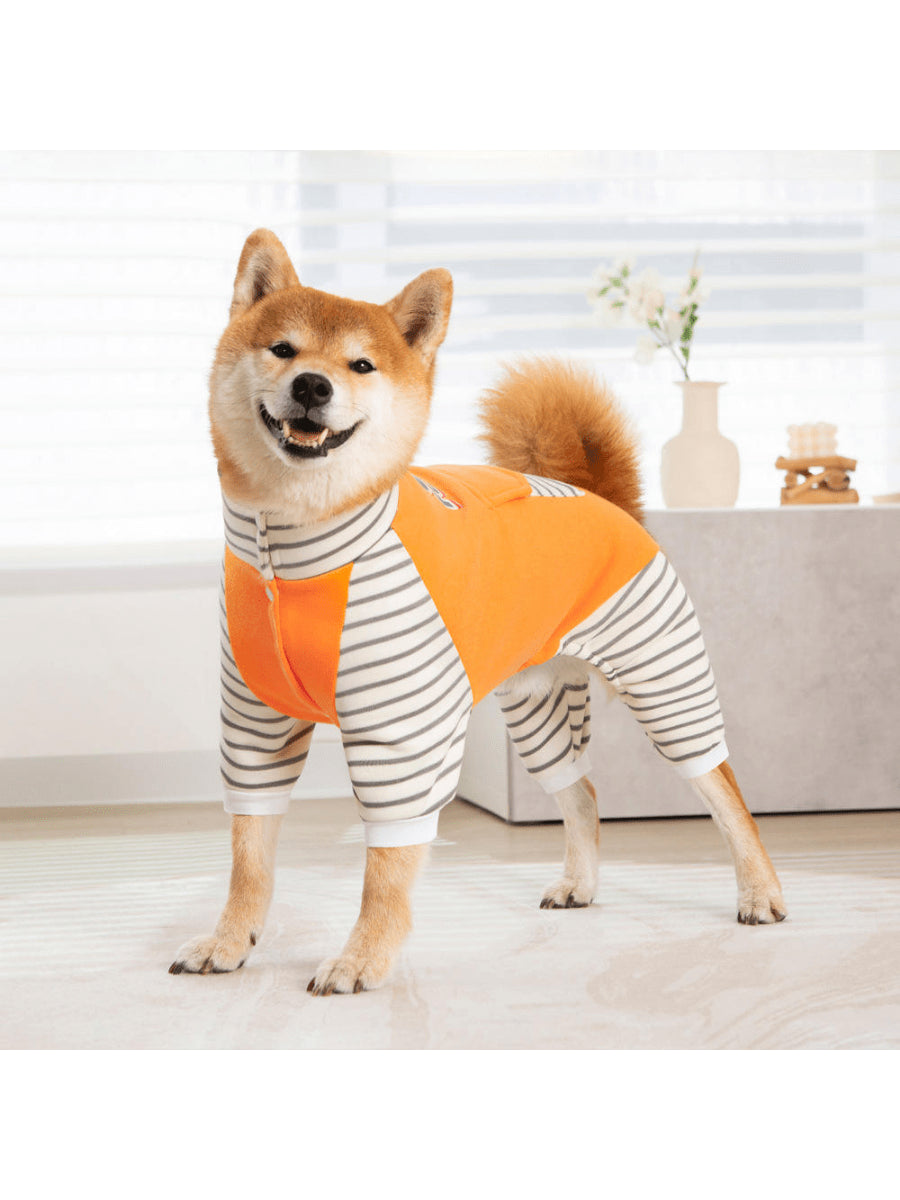 XL-8XL Large Dog Clothes Stripe Turtleneck Dog Jumpsuit Warm Plush Lined Dog Pajamas  For Medium Large Dogs Pet Pitbull