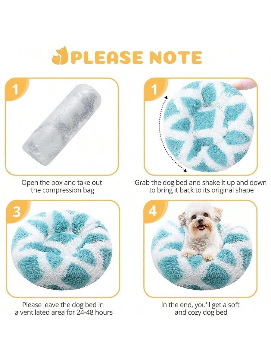 PetDonut Dog Cat Bed AntiAnxiety Calming Round Pet Bed For Small Dogs Washable Fluffy Faux Fur Donut Cushion Beds For Small Medium Pets 20 Bed