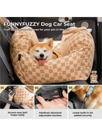 Dog Booster Seat, Detachable Washable Small Dog Vehicle Seat For Small Animals - Dog Car Seat With Storage Pocket, Adjustable Clip-On Harness For Pet Safety, Car Travel Dog Bed