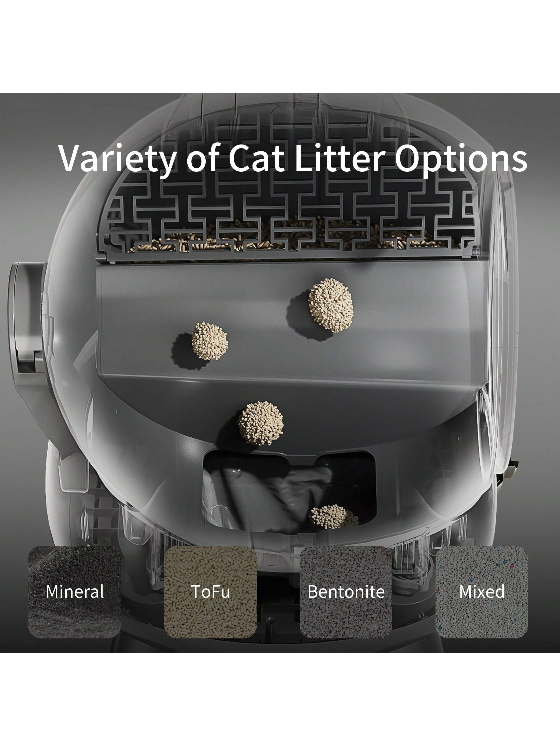 Self Cleaning Litter Box Automatic Litter Box XXL Odor Control 65L APP Cat Litter-Robot For Multiple Cats, Safety Sensors, W/Cat Litter Liner
