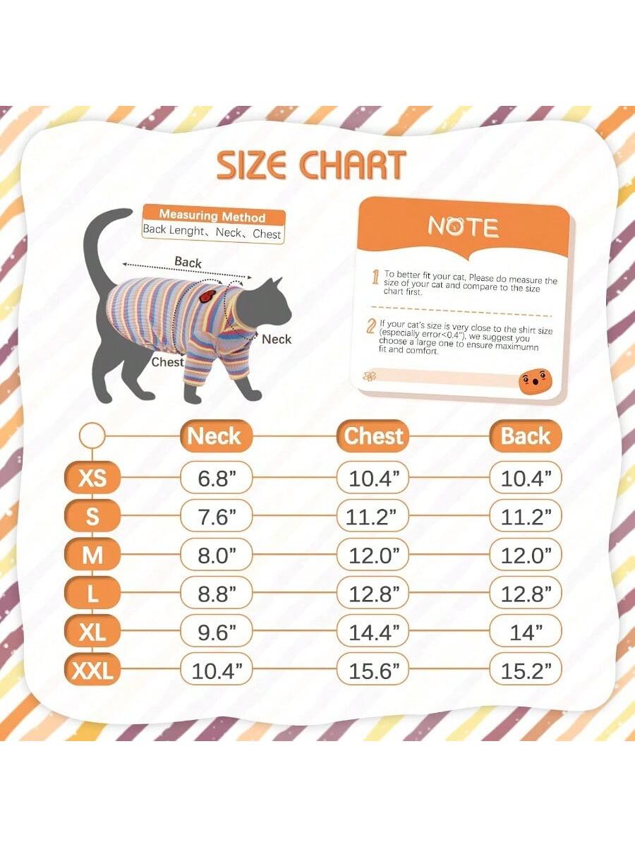 Long Haired Cat Summer ClothingHairless Cats Shirt Breathable Cat Daily Wear Clothes Stripe Vest Adorable Pajamas Jumpsuit Soft SkinFriendly
