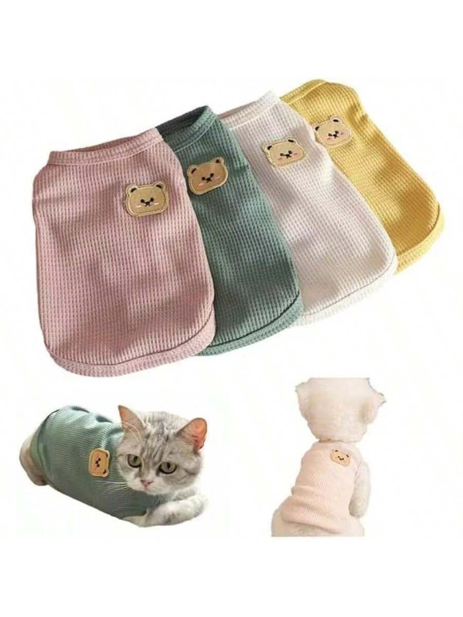 Long Haired Cat Summer Clothing4 Pieces Dog Shirts With Breathable And Comfort Small Medium Dog Cat Pet Clothing Spring Dog Outfits For Small Puppy Cat Pets Small Yellow