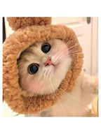 CGLLCute Pet Headwear2 Pcs Cat Warm Hat Adjustable Cat Costume Bear HatWinter Pet Headwear For Cats Small Dogs Cute Cat Clothing Accessories Dress Up Valentines Party Birthday Theme Fits Cats Small Dogs Brown Pink LHCG5102
