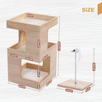 23.6-Inch Wood-Look Cat Tree Bed with Three Levels, Removable Soft Mats and Brown Finish for Indoor Cats