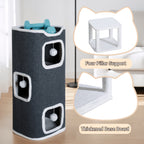 Cat Tree Tower Multi-Level Foldable Cat Condo for Indoor Cats - Scratch-Resistant Carpet, Hanging Bell Ball, Cozy Top Bed, Sturdy Frame Cat House with Multiple Entrances, 1 3 4 Tier Options for Kittens & Adults
