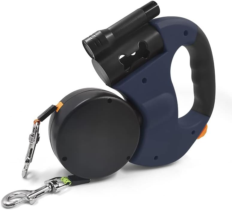 Double Leash for Two Dogs, No Tangle Double Dog Leash, Equipped with a 360° Swivel, High-Strength LED Light, and Reflective Durable Nylon Strap, Ideal for Small and Medium Pets