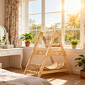 Cat Tree Triangle Cat Tower with Sisal Scratching Posts, Soft Hammock Bed & Hanging Feather Toys – Bamboo Stable Cat Climbing Tower for Indoor Cats, Kittens & Small Cats, Space-Saving Design