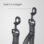 Double Dog Leash with Two Extra Traffic Handles, 360 Swivel No Tangle Dual Dog Walking Leash, Comfortable Shock Absorbing Reflective Bungee for Two Dogs (18~120 lbs, Black)