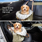 ClevaHome Small Dog Car Seat & Travel Carrier & Pet Bed, Non-Slip Booster Seat for Dogs up to 10lbs, Fashionable Pet Carrier Bag for Indoor and Outdoor