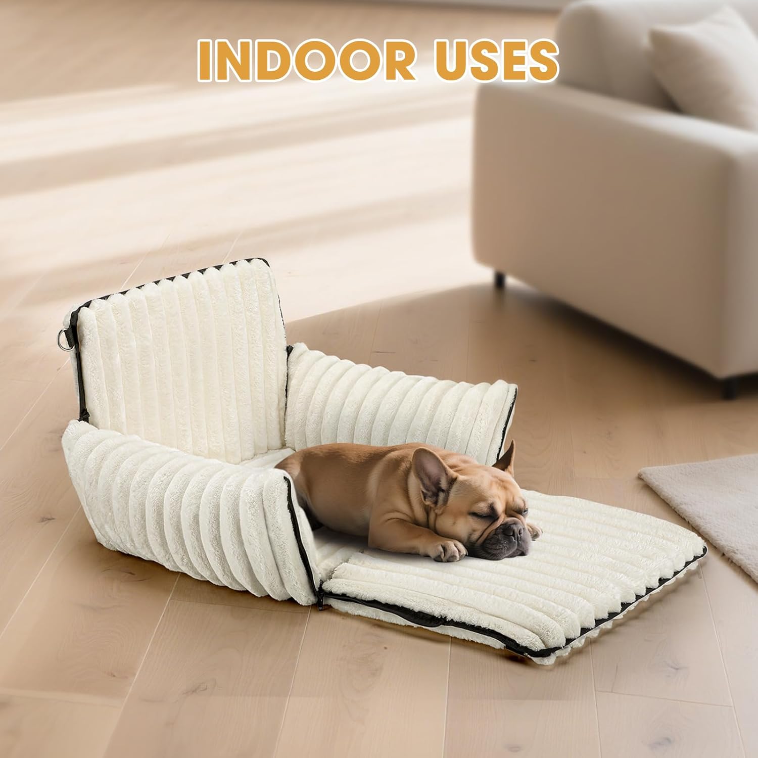 MIXJOY 6-in-1 Dog Car Seat for Small/Medium Dogs up to 25 lbs, Multi-Functional Dog Carrier for Car with Detachable Washable Cover, Pet Travel Bed with Clip-On Safety Leash, Beige