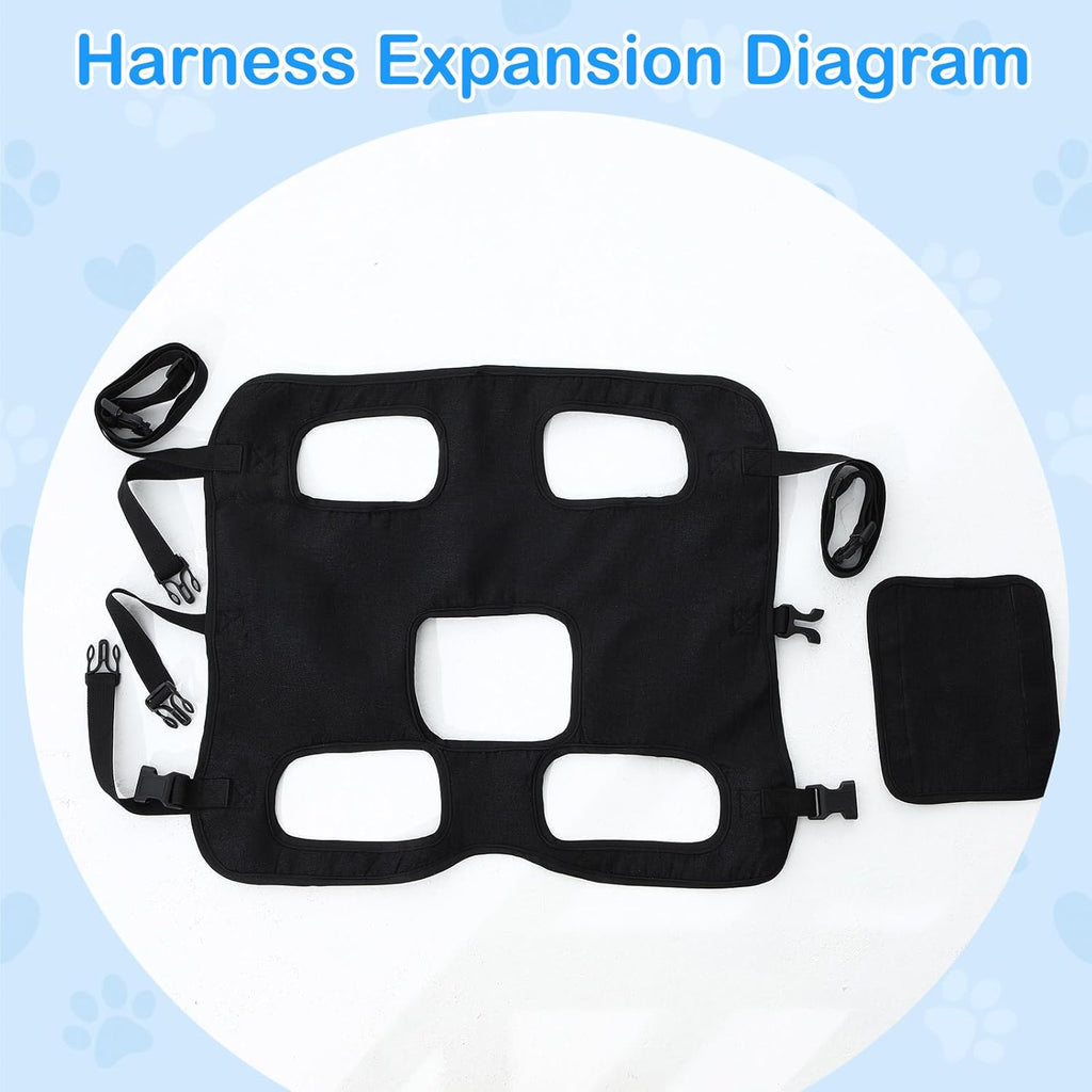 Dog Carry Sling Emergency Backpack Pet Legs Support and Rehabilitation Dog Lift Harness Adjustable Lifting Straps Carrier for Senior Dogs Joint Injuries, Arthritis, Hiking, Skiing, Black(XL)