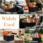 Dog Car Seat for Small/Medium Dogs,Pet Dog Booster Car Seat Puppy 15-35 lbs with Soft 4+2in Detachable Pads Detachable Elevated Cushion and Washable Cover Brown