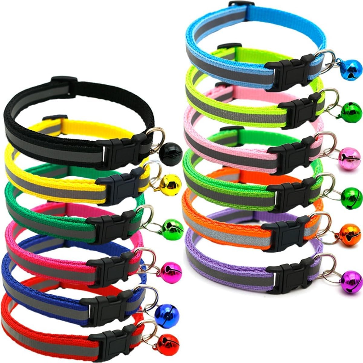 Dog Collar with Bell and Leash Set, Nylon Reflective Kitten Collars Girls Boys for XXS XS Small Pet Animal Litter Tiny Kitten Cat, Purple