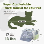 Cat Carrier with ID Tag and Double Stainless Steel Bowls(12 oz)