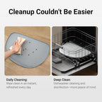 DownyPaws Cat Food Mats for Floors Waterproof, BPA Free Silicone Pet Feeding Mat, Non-Slip Pet Food Mat with High Raised Edge, Cat Placemat for Messy Drinkers, 18"×12.5", Gray