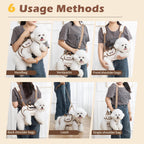 Dog Sling Backpack Carriers - Adjustable Pet Lift Harness Gear, Breathable Dogs Carrying Lifting with Traction Leash Shoulder Straps and Treat Bag for Cats Walking Hiking Travel (S, 4-8lbs)