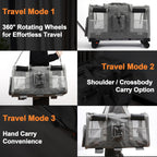 Large Cat Carrier with Wheels – Double-Compartment Foldable Pet Dog Carrier with Wheels for Multi Pets – Soft Rolling Backpack with Detachable Divider, Water Pocket, for Travel Camping Hiking