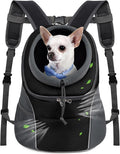 WOYYHO Pet Dog Carrier Backpack Small Dog Front Backpack Ventilated Dog Carrier Back Pack with Storage Pockets, Adjustable Straps & Safety Belt for Travel Hiking Outdoor (Size M: 5-9 lbs, Black)