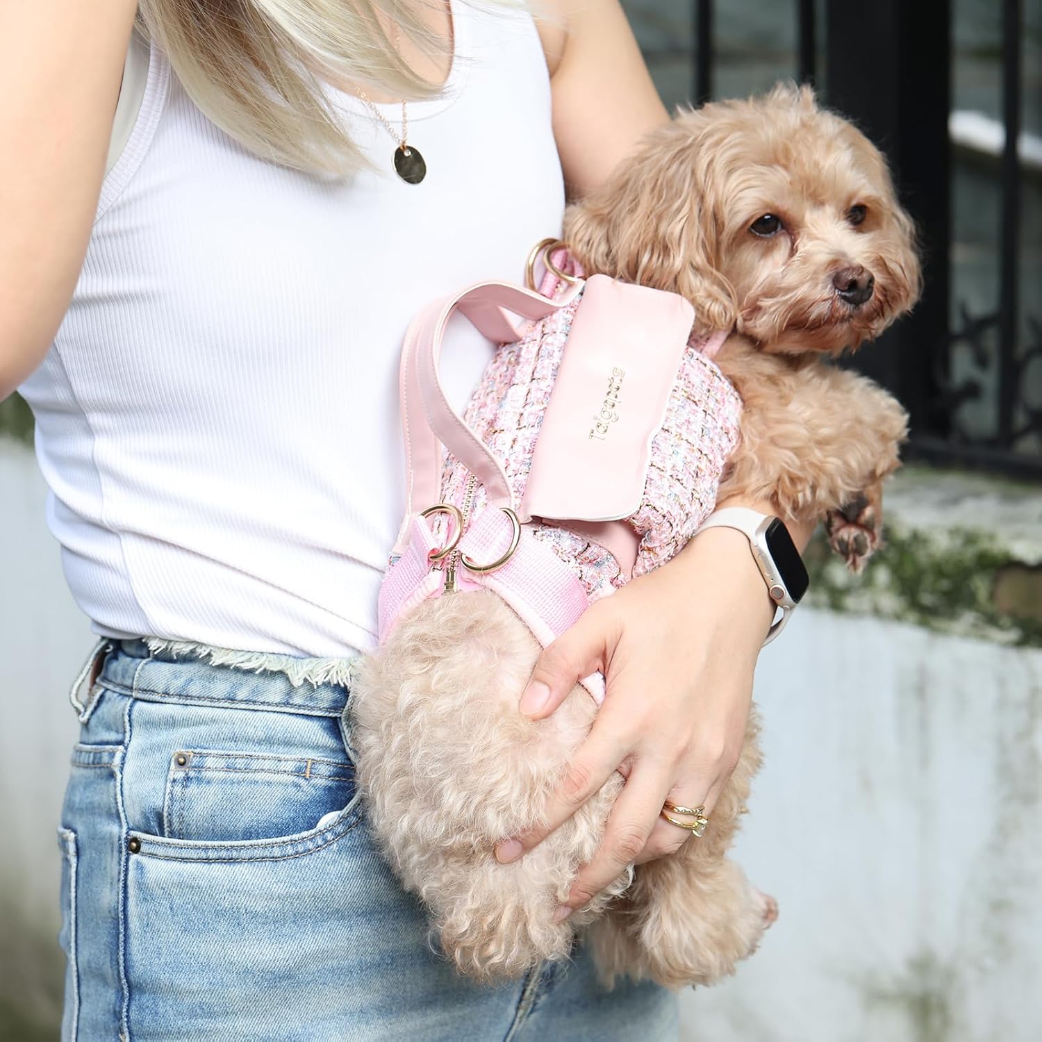 Dog Lift Harness Backpack for Small Dogs, Adjustable Straps Dog Sling Carrier for Hiking, Travel, Outdoor – Black Small