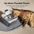 DownyPaws Cat Food Mats for Floors Waterproof, BPA Free Silicone Pet Feeding Mat, Non-Slip Pet Food Mat with High Raised Edge, Cat Placemat for Messy Drinkers, 18"×12.5", Gray