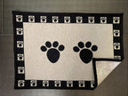 PetRageous 12049 Paws Jumbo Tapestry Dog and Cat Non-Skid Machine Washable Placemat for Pet Feeding Areas with Rubber Backing 18-Inch by 28-Inch for Dogs and Cats, Black and Natural (Pack of 2)
