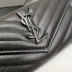 YSL Long Wallet Black Leather Black Tone 10767 19cm
